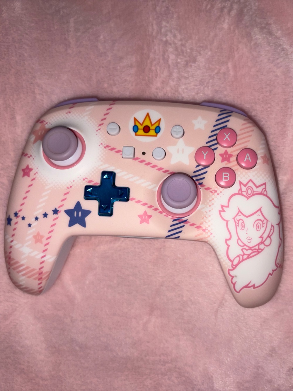 Nintendo Princess Peach Wireless Controller with Blue D-Pad